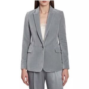 REISS Brie Velvet Blazer Sz 4 Light Gray Quiet Luxury Designer Old Money